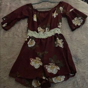 Off shoulder floral romper